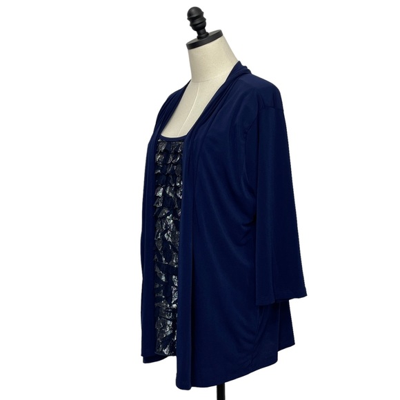 Harve Bernard 2-Piece Look Tank and Cardigan Pullover Top Blue Size 1X - Picture 4 of 8